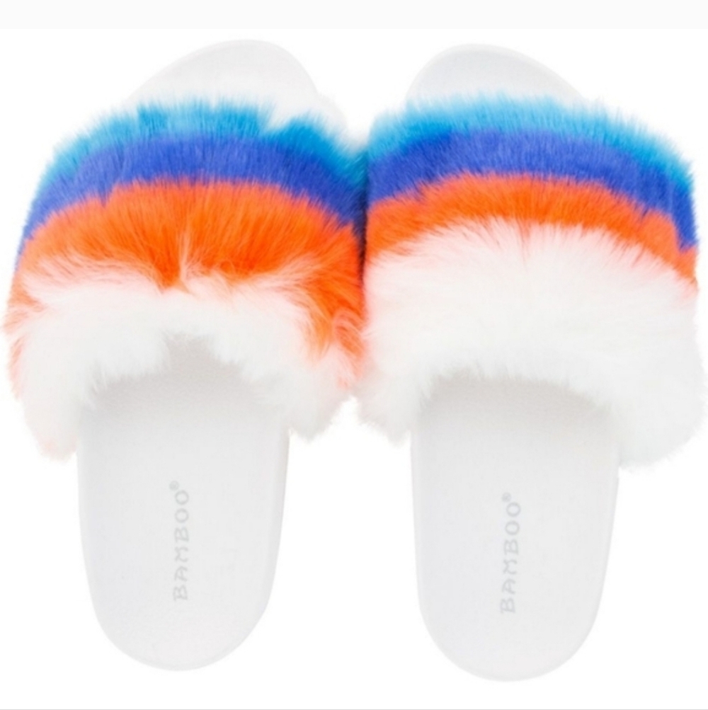 BAMBOO Blue, Orange, White  Colorful Furry Slides